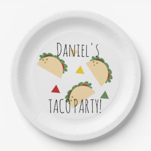 Assiettes En Carton Confetti de fête d'anniversaire de Taco Fiesta Géo
