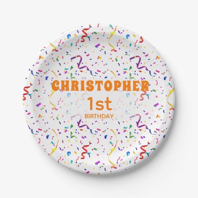 Assiettes En Carton Confetti & Sprinkings plaques de papier d'annivers (Devant)