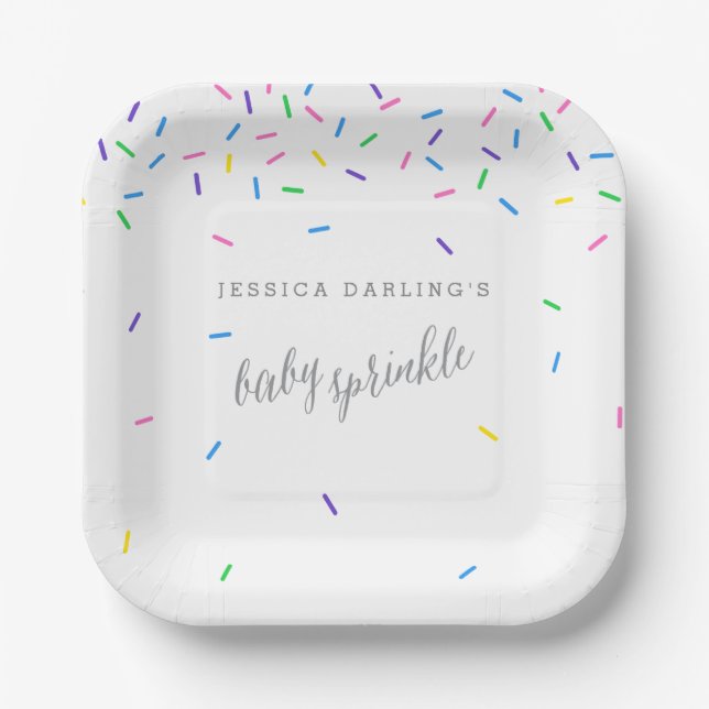Assiettes En Carton Confetti Sprinkles Baby Sprinkle Invitations (Recto)