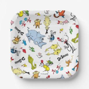 Assiettes En Carton Confettis de personnages de Dr Seuss Anniversair