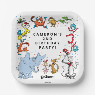 Assiettes En Carton Confettis de personnages du Dr Seuss Anniversair