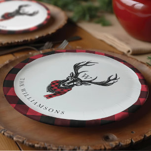 Assiettes En Carton Confortable et chaleureux   Monogramme de rennes d