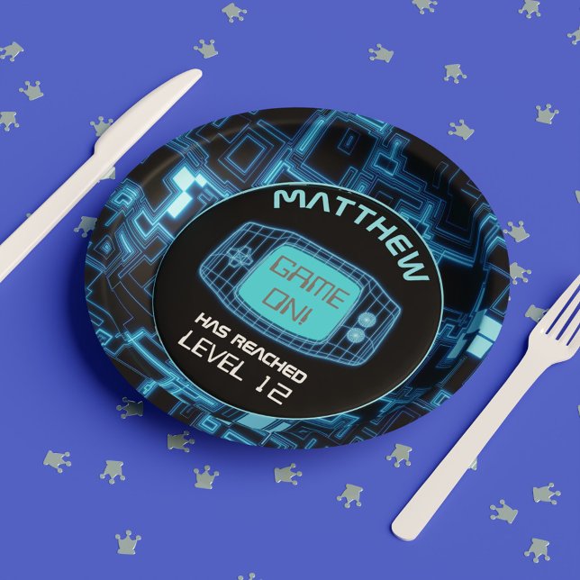 Assiettes En Carton Console de poche Blue Glow (Blue Glow Handheld Console Paper Plates)
