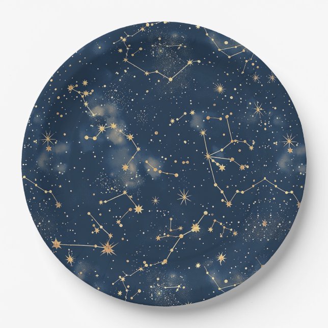 Assiettes En Carton Constellation céleste - Nuit étoilée (5) (Devant)