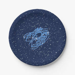 Assiettes En Carton Constellation du cancer et signe zodiaque avec éto
