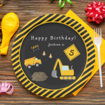 Construction Joyeux Anniversaire - Nom et âge garç