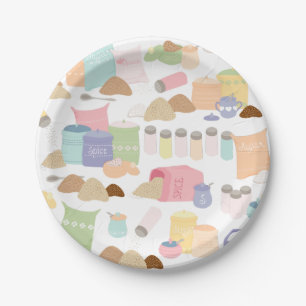 Assiettes En Carton Contenants à base d'ingrédients colorés rétro