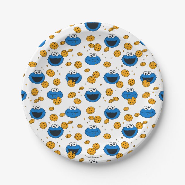 Assiettes En Carton Cookie Monster | C est pour le Motif de cookies (Devant)