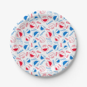 Assiettes En Carton Cookie Monster & Elmo Motif rouge et bleu