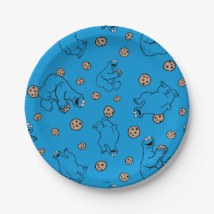 Assiettes En Carton Cookie Monster et Cookies Motif bleu