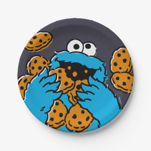 Assiettes En Carton Cookie Monster mangeant tous les cookies