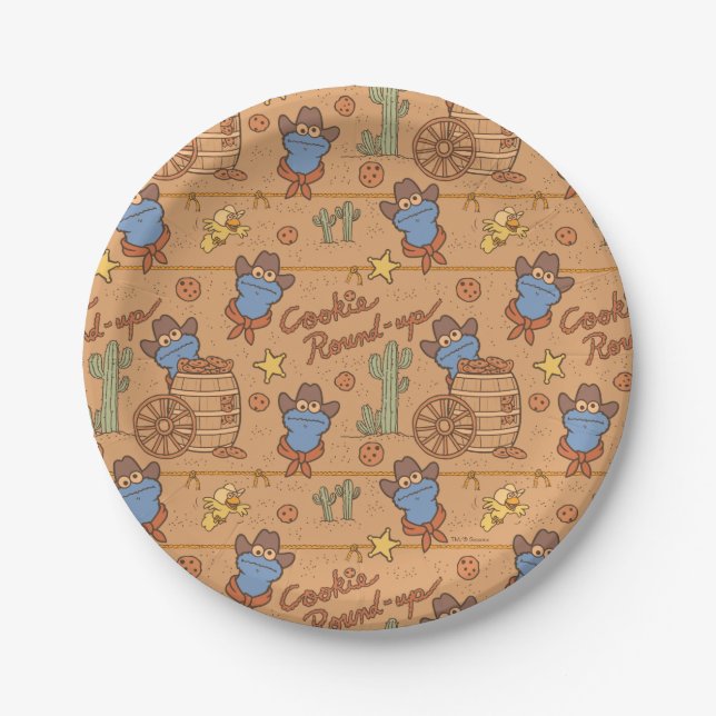 Assiettes En Carton Cookie Monster | Motif de synthèse de cookies (Devant)