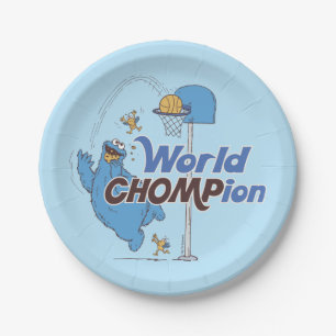 Assiettes En Carton Cookie Monster   Tirer sur des cerceaux de basket-