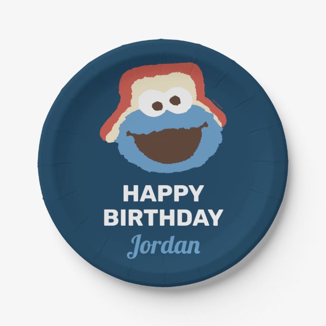 Assiettes En Carton Cookie Monster Woodland Face | Anniversaire (Devant)
