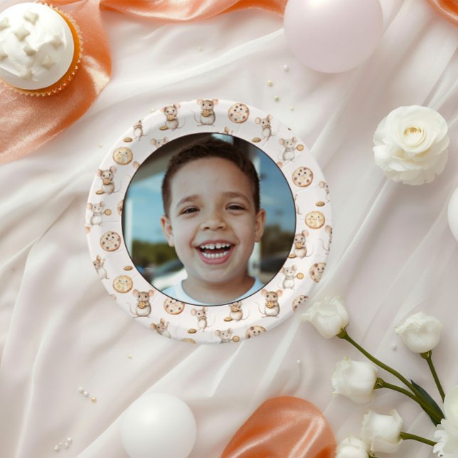 Assiettes En Carton Cookie & Souris Anniversaire de enfant Plaque de p (Sweet Cookie Mouse Theme Kid Birthday Photo Plate)