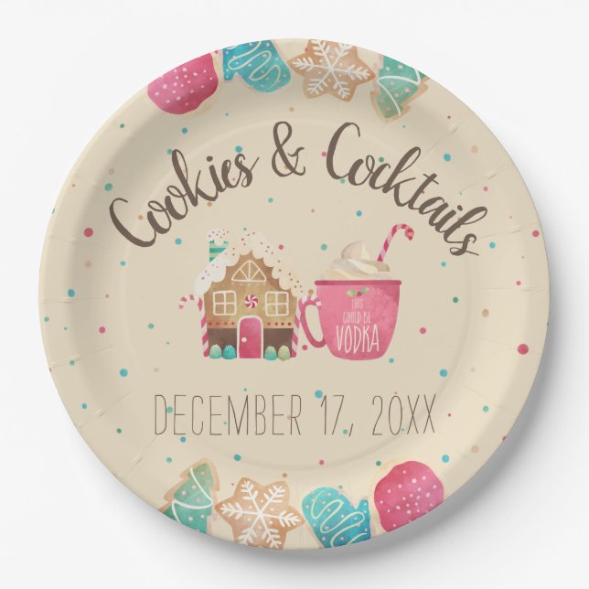 Assiettes En Carton Cookie Swap Christmas Cookies & Cocktails Party (Devant)