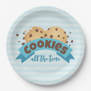 Assiettes En Carton Cookies à Chip de Chocolat Grilles à Papier Bleues