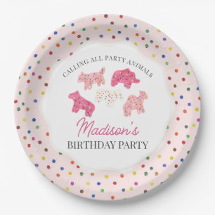 Assiettes En Carton Cookies animaux givrés rose Anniversaire