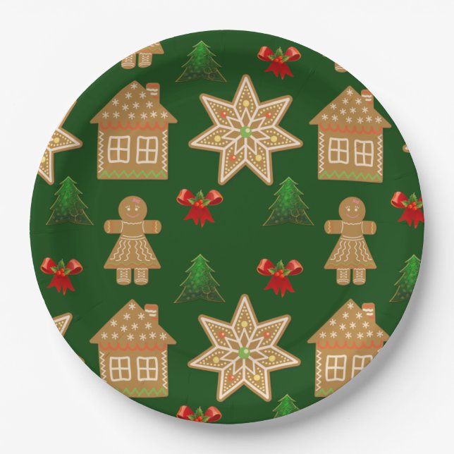 Assiettes En Carton Cookies de Noël en pain d'épice (Devant)