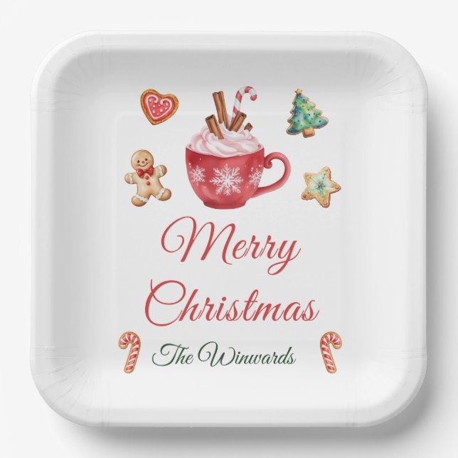Assiettes En Carton Cookies de Noël et fête du cacao (Recto)