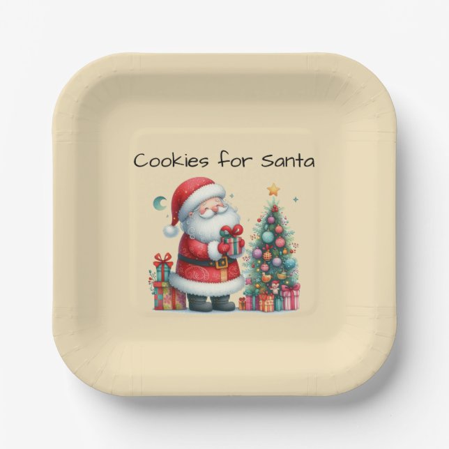 Assiettes En Carton Cookies pour Père Noël (Recto)