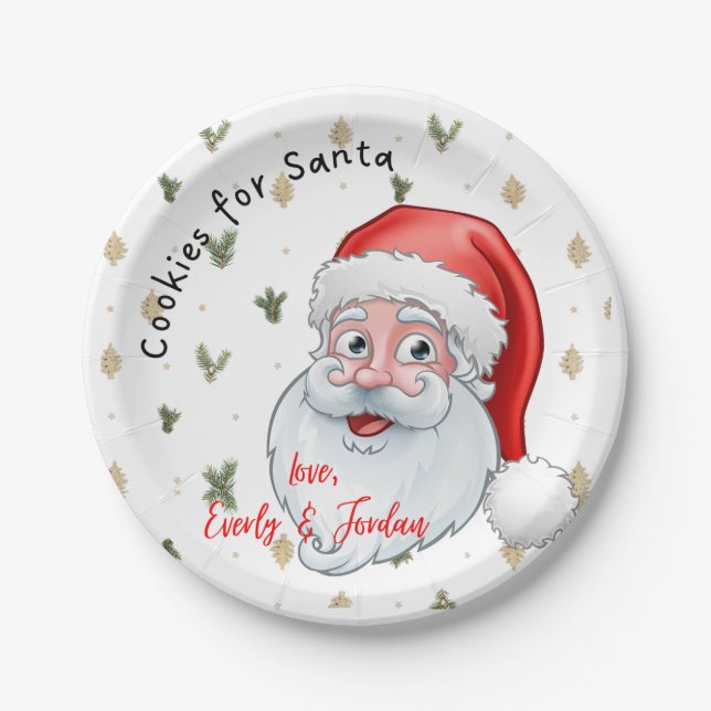 Assiettes En Carton Cookies pour Père Noël (Devant)