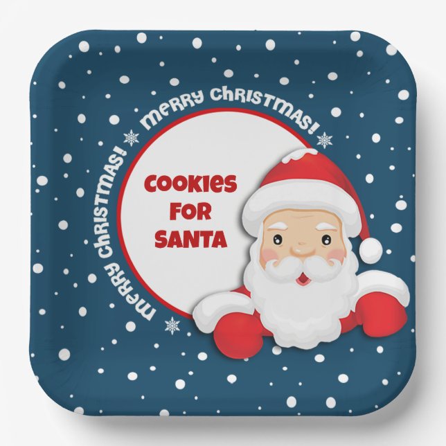 Assiettes En Carton Cookies pour Père Noël Custom Christmas (Recto)