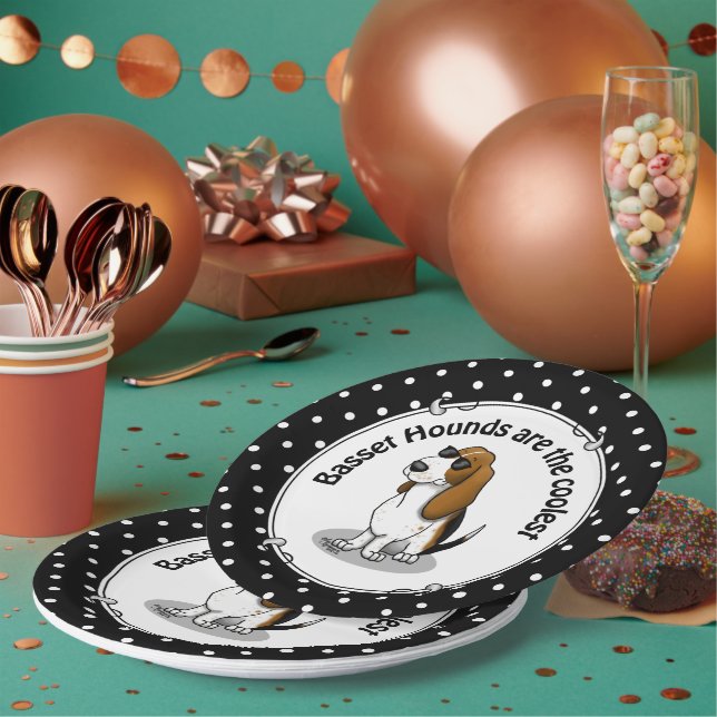 Assiettes En Carton Cool Basset Hound chien et lunettes de soleil (tri (Multi)