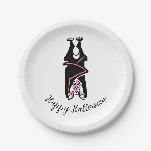 Assiettes En Carton Cool Black BAT - Halloween heureux - Fête (Devant)