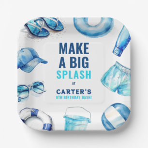 Assiettes En Carton Cool Blue Pool Party Summer Boys Anniversaire