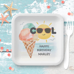 Assiettes En Carton Cool d'été   Tropical Beach Ice Cream Anniversaire