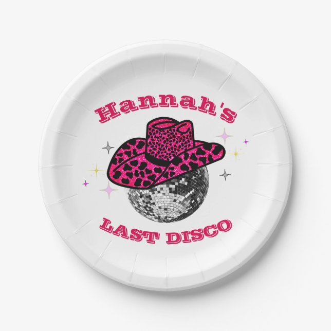 Assiettes En Carton Cool Disco Cowgirl Bachelorette Party (Devant)