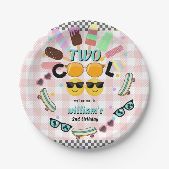 Assiettes En Carton cool garçon mignon été doux deux cool 2e anniversa (Devant)