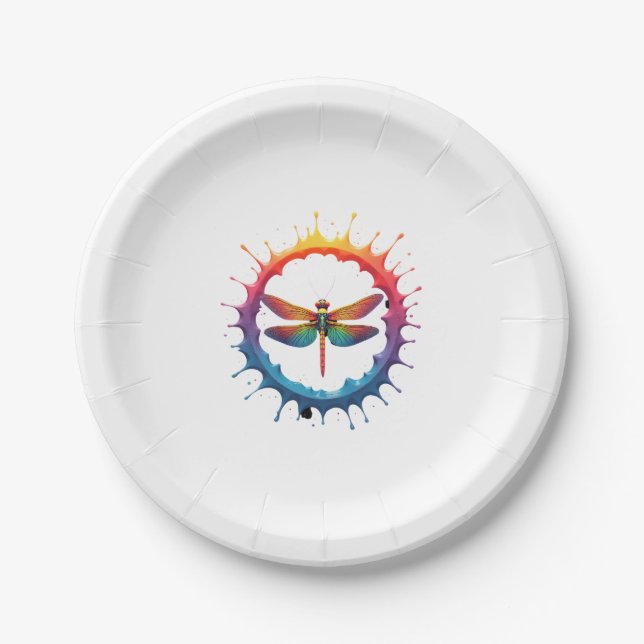 Assiettes En Carton Cool Graphic Tie Dye Lunettes de soleil Dragonfly  (Devant)