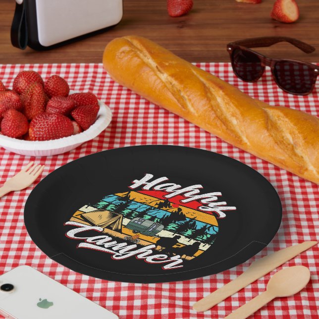 Assiettes En Carton cool Happy Camper (Pique-nique)