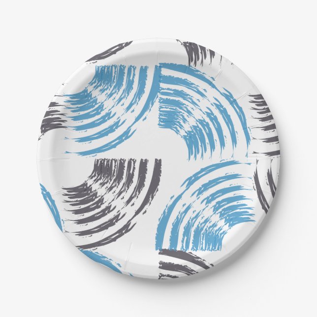 Assiettes En Carton Cool, moderne, bleu abstrait tendance (Devant)