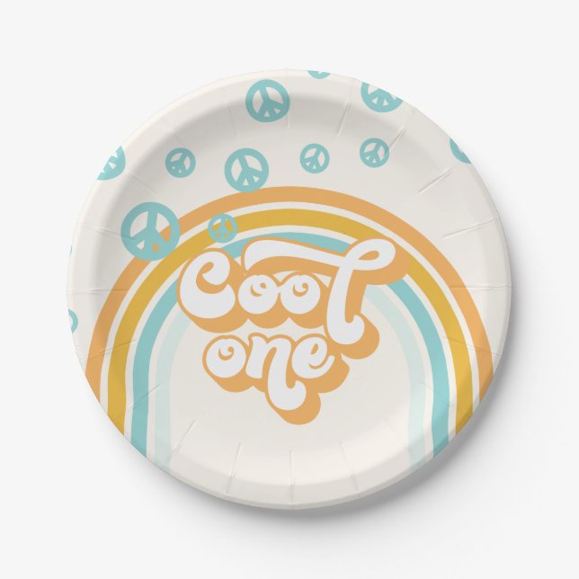 Assiettes En Carton Cool One Retro Boy 1er anniversaire (Devant)