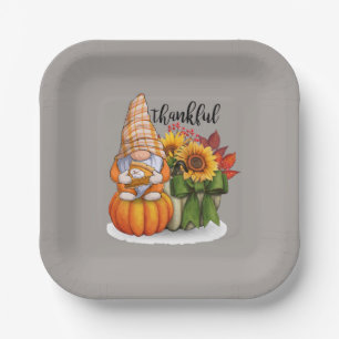 Assiettes En Carton Cool remerciant Thanksgiving gnome 