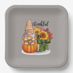 Assiettes En Carton Cool remerciant Thanksgiving gnome 