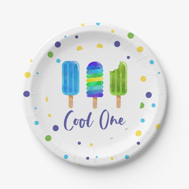 Assiettes En Carton Cool Un 1er anniversaire bleu vert (Devant)