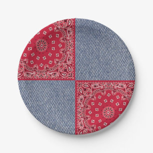 Assiettes En Carton Copie occidentale de Bandana et de blue-jean