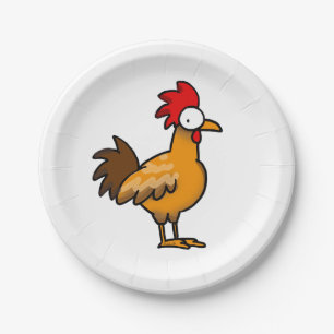 Assiettes En Carton coq de poulet d'asile de fous