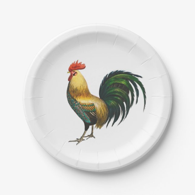 Assiettes En Carton Coq pays classique élégant oiseau traditionnel (Devant)