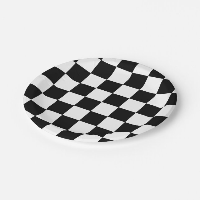 Assiettes En Carton Coque Chessboard (Angle)