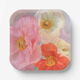 Assiettes En Carton Coquelicots Romantiques