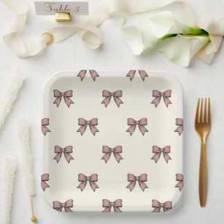 Assiettes En Carton Coquette Bow Pink Birthday Party