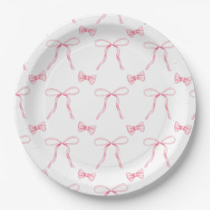 Assiettes En Carton Coquette Bow rose Plaque de papier d'anniversaire