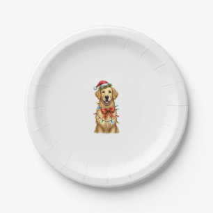 Assiettes En Carton Coquette Chien retrieur d'or Mignonne Noël de Bow 