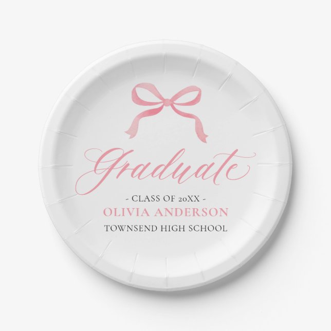 Assiettes En Carton Coquette de la botte rose moderne Graduate Graduat (Devant)