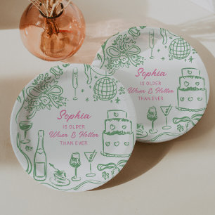 Assiettes En Carton Coquette dessinée à la main, sage et audacieux ann